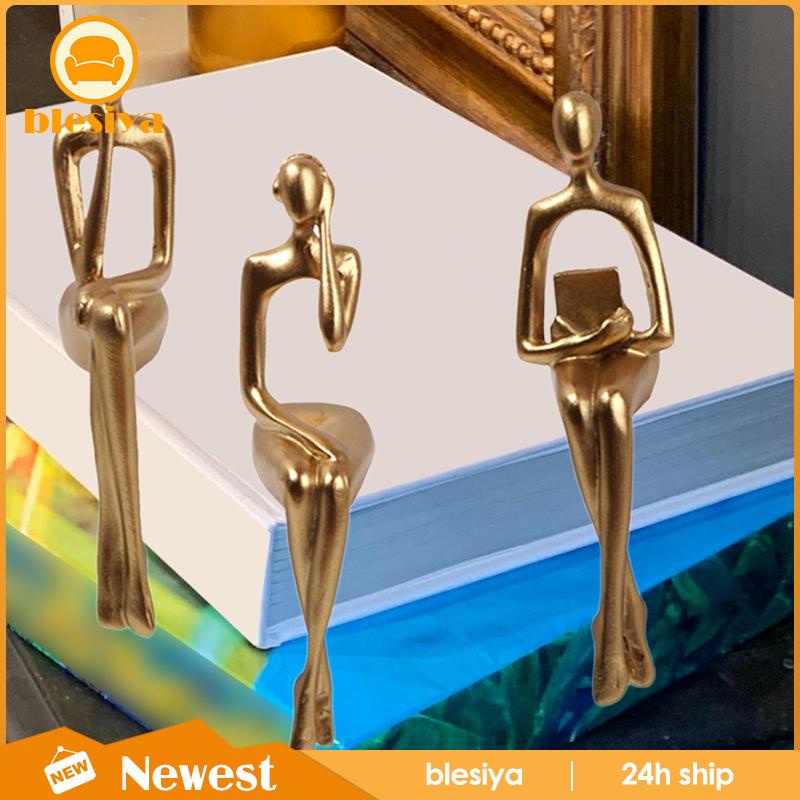 [Blesiya] Set 3 Bức Tượng Người Suy Nghĩ Ngồi Để Bàn Trang Trí