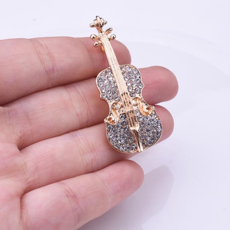 Ghim Cài Áo Hình Đàn Violin Đính Đá Phong Cách Thời Trang Hàn Quốc
