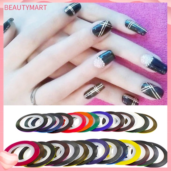Bộ 30 Cuộn Băng Keo Dán Trang Trí Móng Tay Nhiều Màu Sắc DIY
