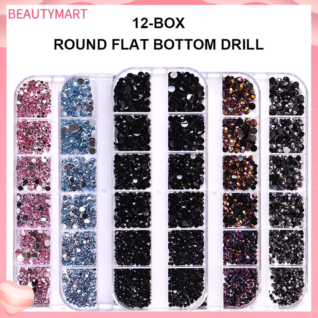 1 Hộp Phụ Kiện Trang Trí Móng Tay Nghệ Thuật Tạo Hiệu Ứng 3D Nhiều Kích Cỡ Lấp Lánh DIY