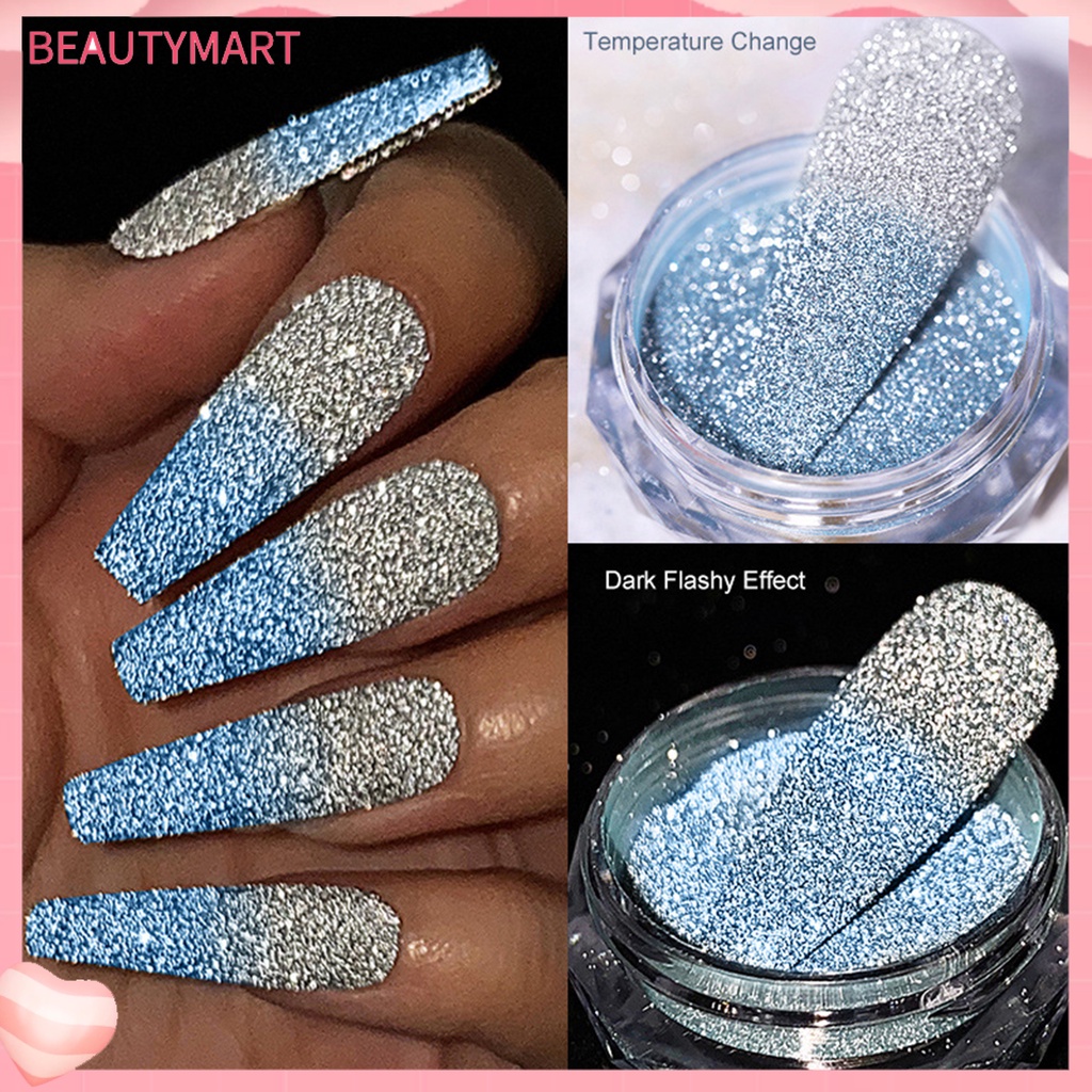 1 Hộp Bột Kim Tuyến 5g Trang Trí Móng Tay Siêu Mỏng Màu Sắc Thay Đổi Theo Nhiệt Độ