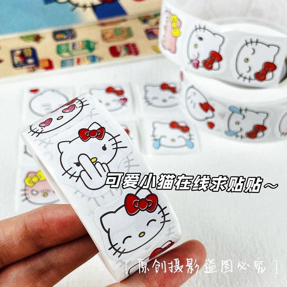 Bộ 500 Miếng Dán Trang Trí Hình Mèo Kitty Dễ Thương