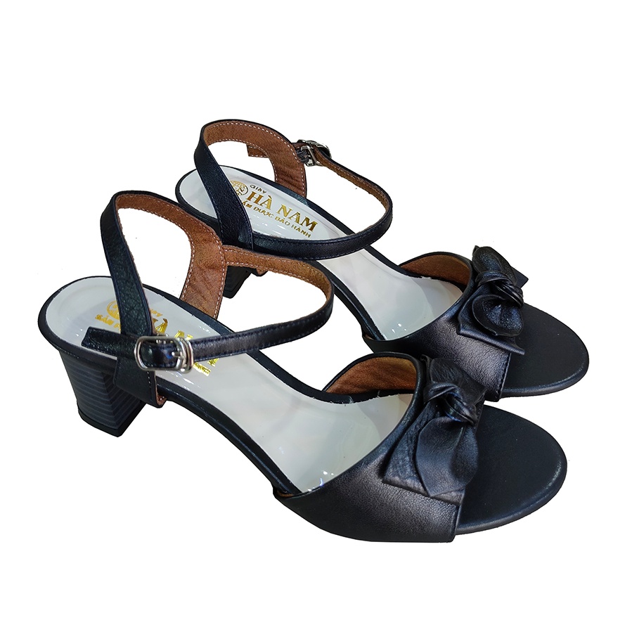 Giày Sandal nữ cao gót 6cm HÀ NAM thời trang da bò thật cao cấp DNU2164