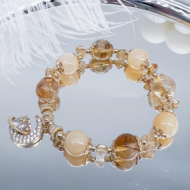 Vòng Đeo Tay May Mắn Bằng Lụa Màu Vàng Pha Lê Cho Nữ