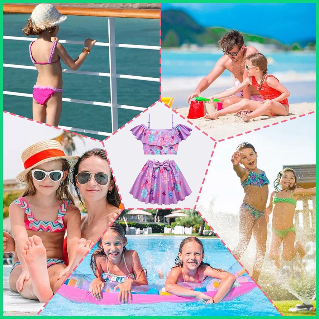 Bộ Đồ Bơi Tankini Hai Mảnh Mềm Mại Nhiều Kích Cỡ Có Thể Điều Chỉnh Cho Bé Gái