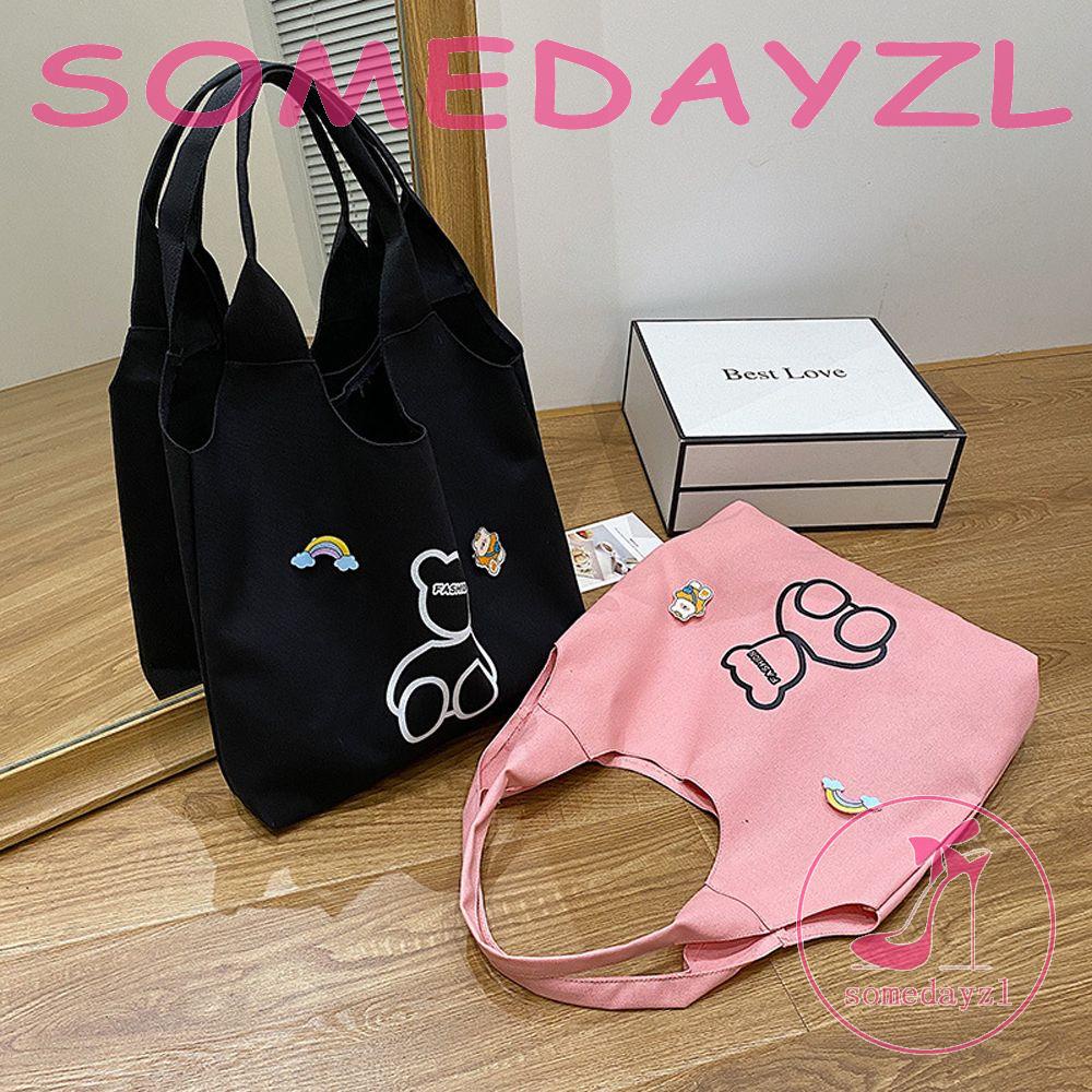 Túi Canvas Đeo Vai Sức Chứa Lớn Họa Tiết Hoạt Hình Cho Nữ