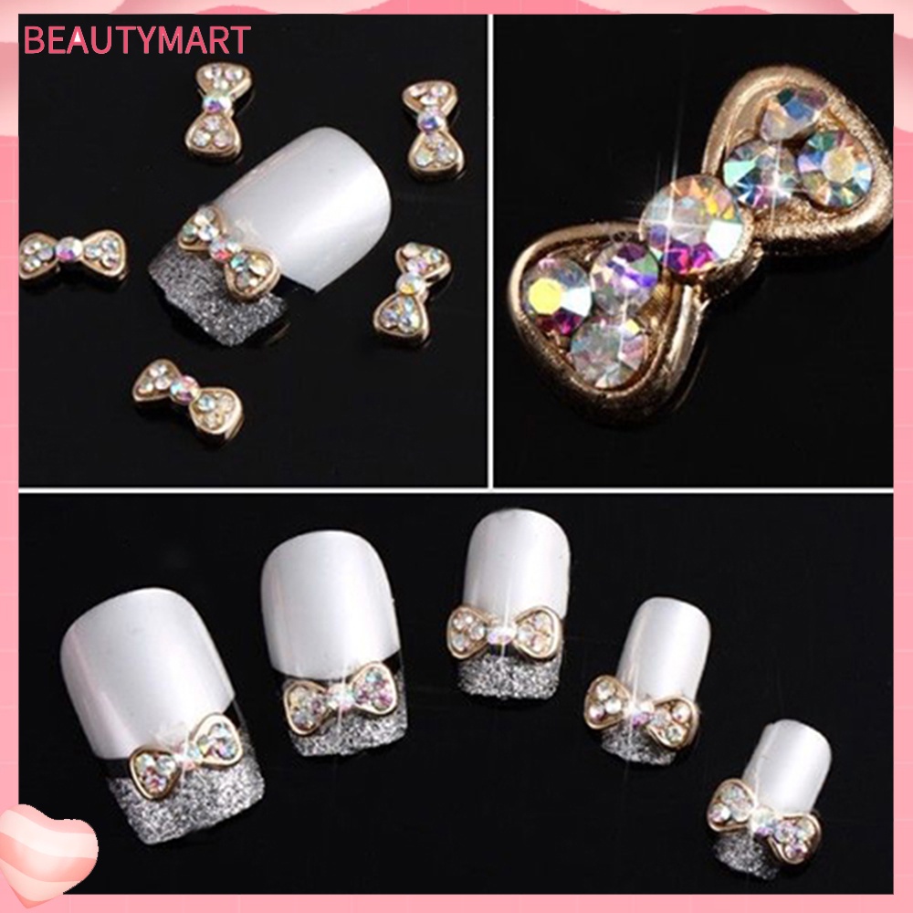 Set 10 Hạt Nơ Hợp Kim Acrylic 3D Lấp Lánh Trang Trí Móng Nghệ Thuật DIY