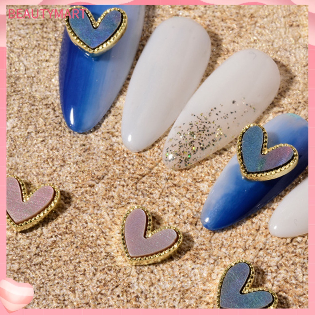 Set 10 Phụ Kiện Trang Trí Móng Tay Tạo Hiệu Ứng 3D Trái Tim Sang Trọng Cho Salon