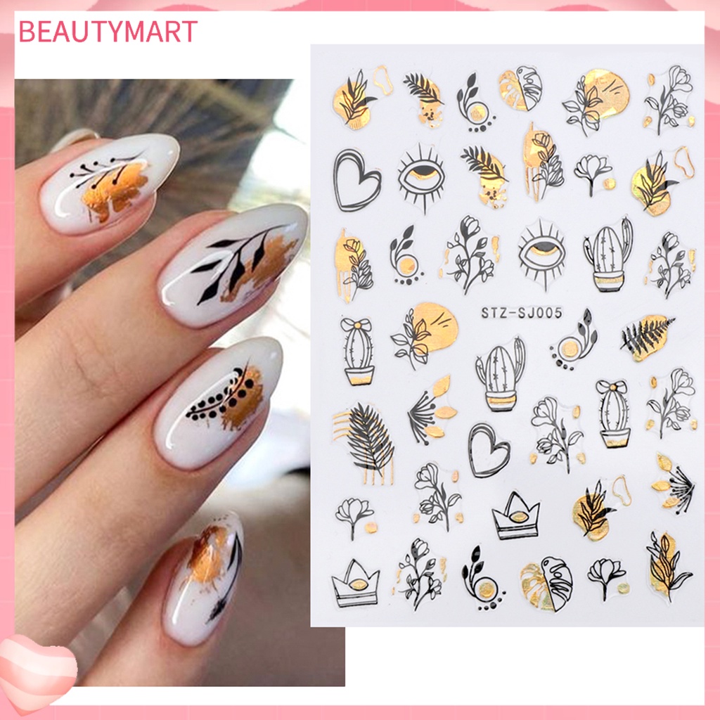 Bộ 2 Miếng Dán Trang Trí Móng Tay Hai Tông Màu Hình Hoa Hồng DIY