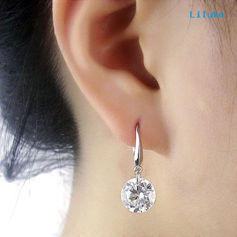 Đôi Khuyên Tai HìNh TròN Mạ BạC ĐíNh Zircon LấP LáNh ThờI Trang Cho Nữ