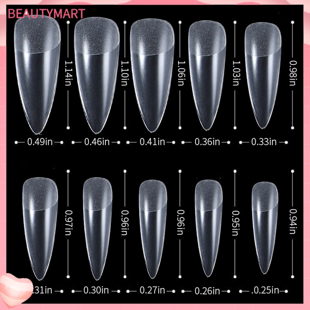Bộ 500 Móng Tay Giả Cong Chữ C Trong Suốt Dùng Trang Trí Móng Nghệ Thuật DIY
