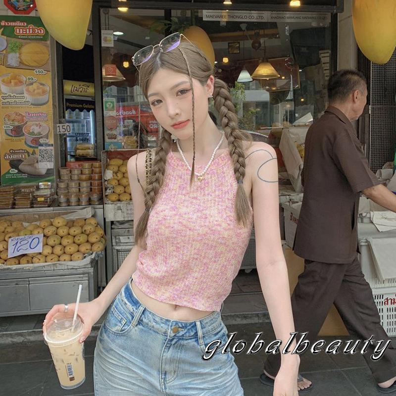 Áo Croptop Hai Dây Họa Tiết Kẻ Sọc Nhiều Màu Thời Trang Mùa Hè Cho Nữ