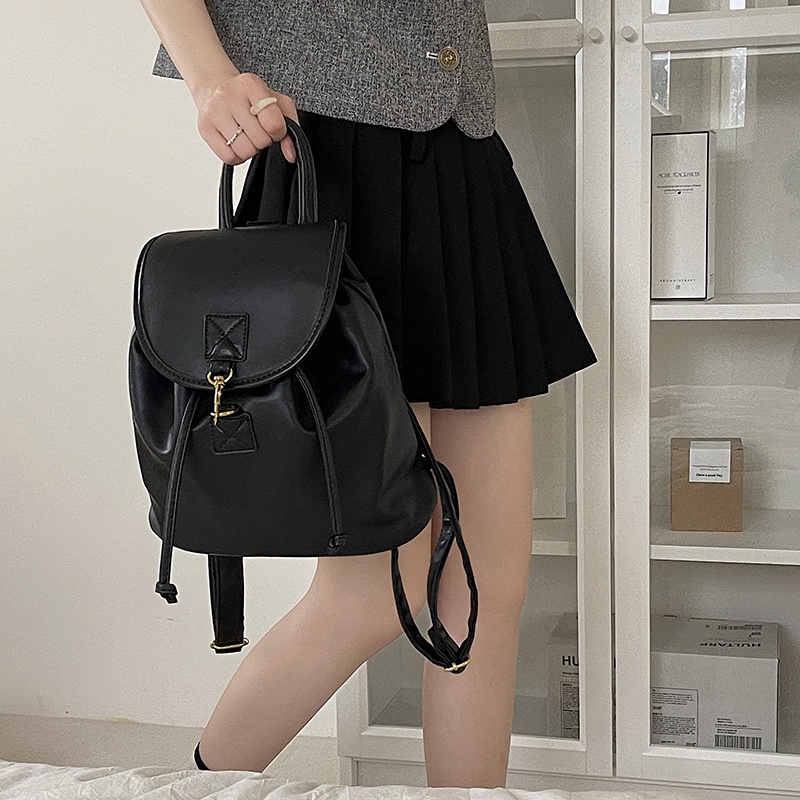 Ba Lô Học Sinh Màu Đen Sức Chứa Lớn Phong Cách preppy Cho Nữ