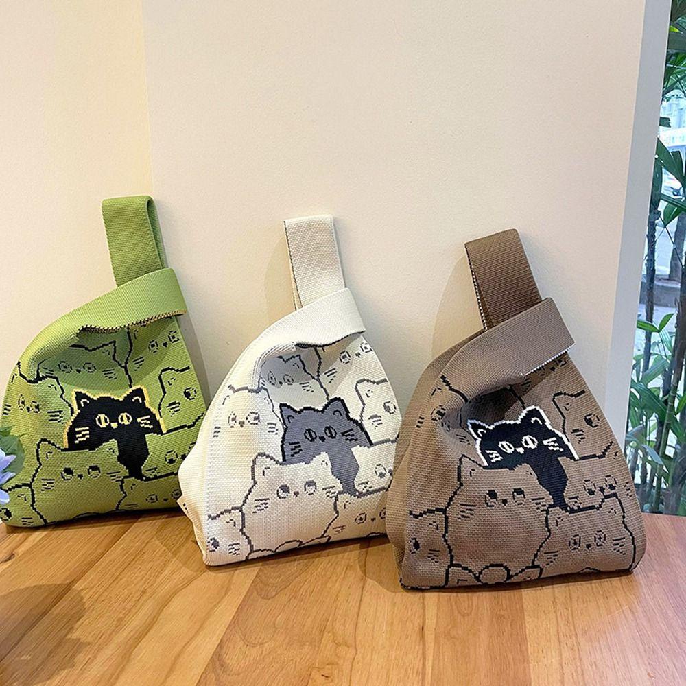 Túi Đựng Mỹ Phẩm Co Giãn Họa Tiết Mèo Dễ Thương Phong Cách Hàn Quốc