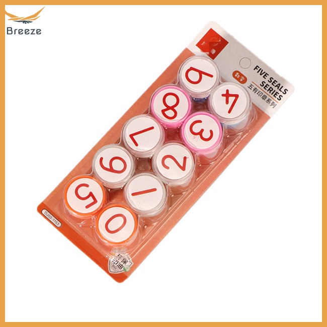 Bộ 10 Con Dấu Số 0-9 Nhanh Khô Hình Tròn Dễ Thương Trang Trí Album Ảnh Diy