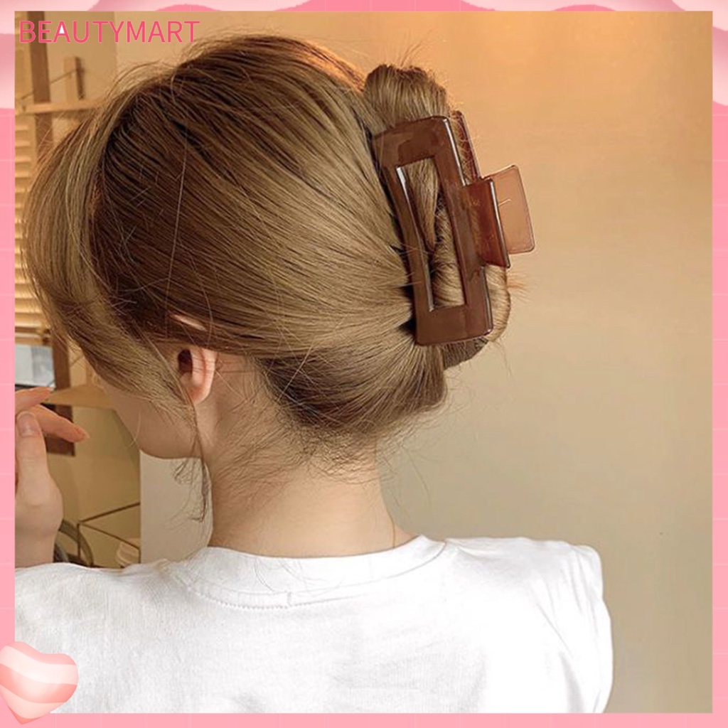 Kẹp Tóc Hình Vuông Cỡ Lớn Thiết Kế Trong Suốt Chống Trượt Tiện Dụng Cho Nữ