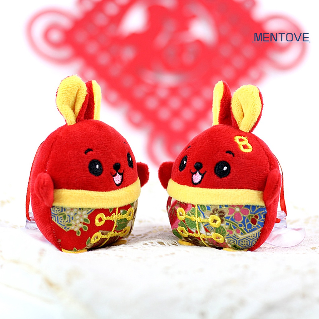 Móc Khóa Hình Thỏ Nhồi Bông 10cm Phong Cách Trung Hoa Mừng Năm Mới 2023