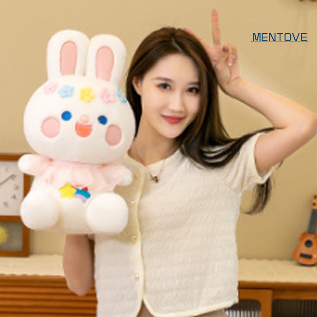 Thỏ Nhồi Bông 45cm Đeo Cổ Phối Ren Dễ Thương Dùng Làm Quà Tặng