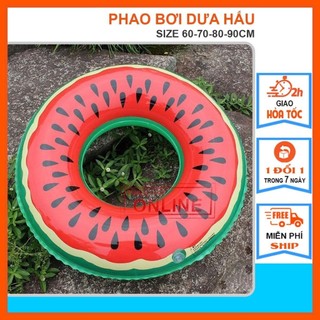 Phao tròn dưa hấu, phao bơi cho bé và người lớn 60/70/80/90cm