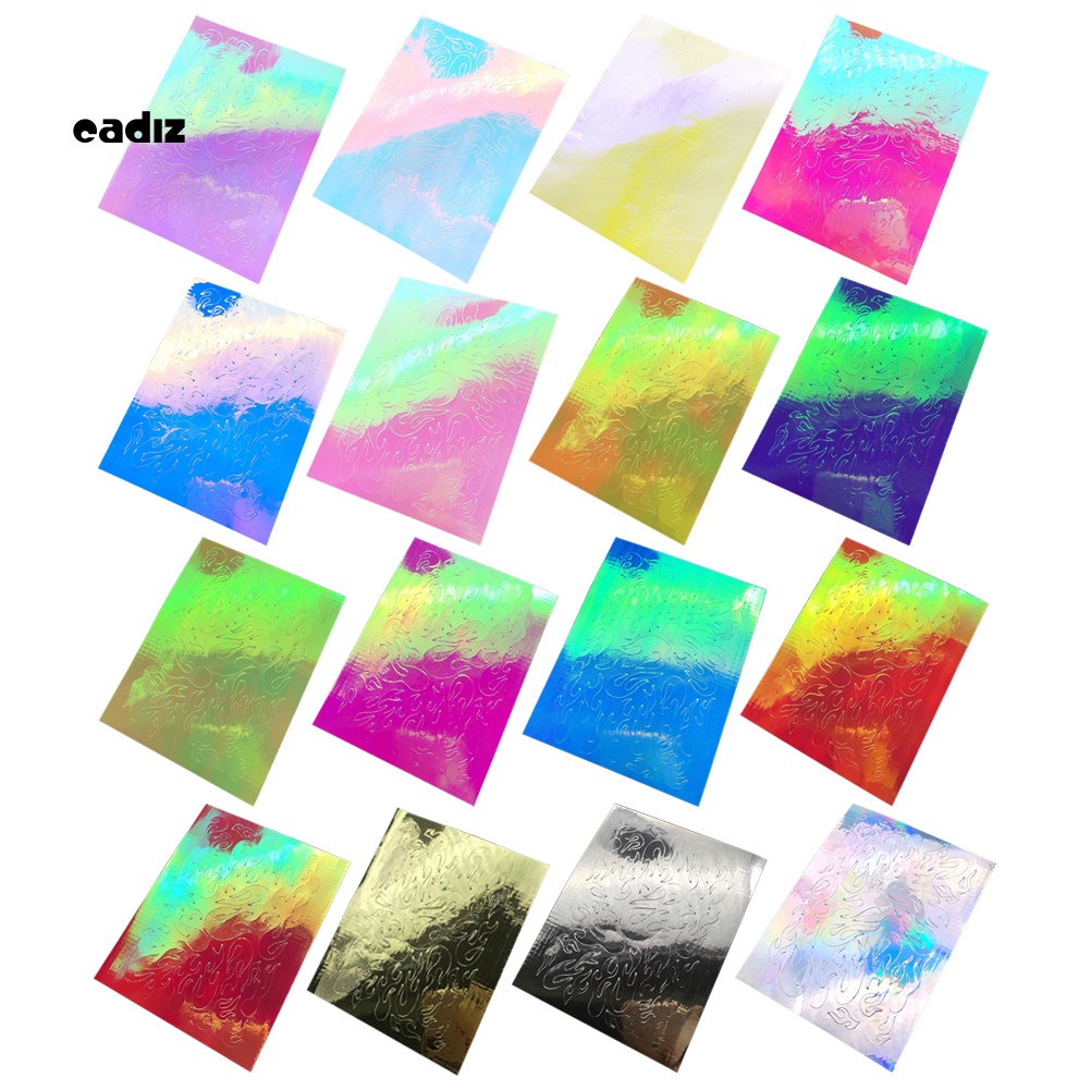 Set 1 / 16 Miếng Dán Trang Trí Móng Tay Hình Ngọn Lửa DIY