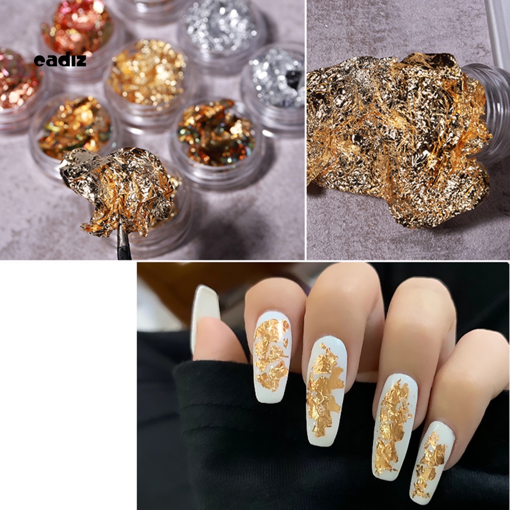 Set 12 Lá Vàng Siêu Mỏng Trang Trí Móng Tay Dễ Dán