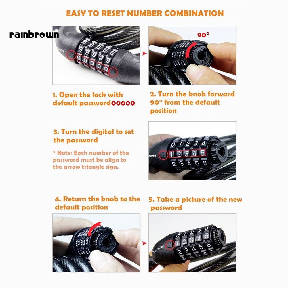 Dây Khóa Mật Khẩu 5 Số Cho Xe Đạp MTB