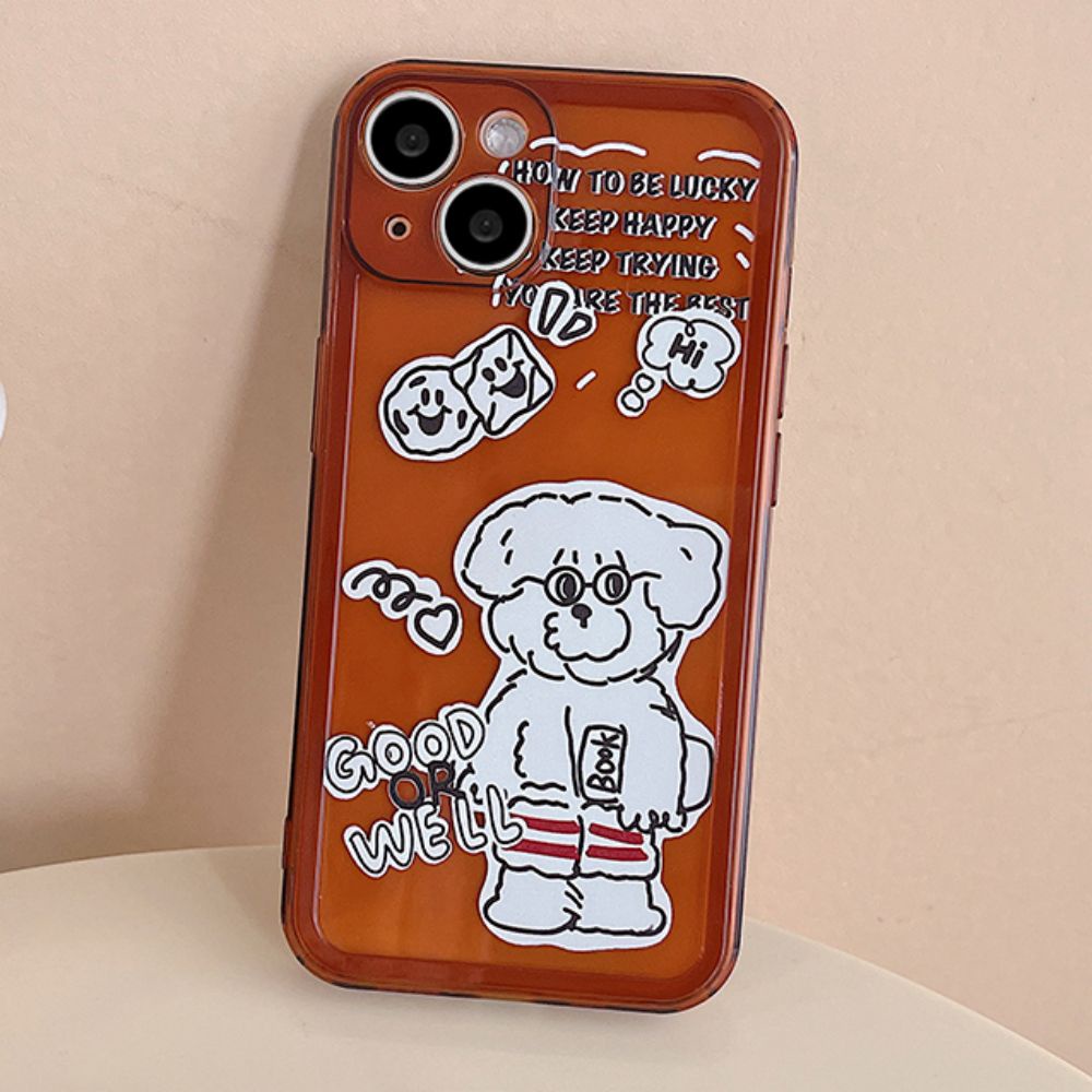 Ốp Điện Thoại TPU Mềm Chống Sốc Chống Bụi Bẩn In Hình Cún Đeo Kính Cho IPhone 11 14 13 12 Pro Max XS XR 7 8 Plus