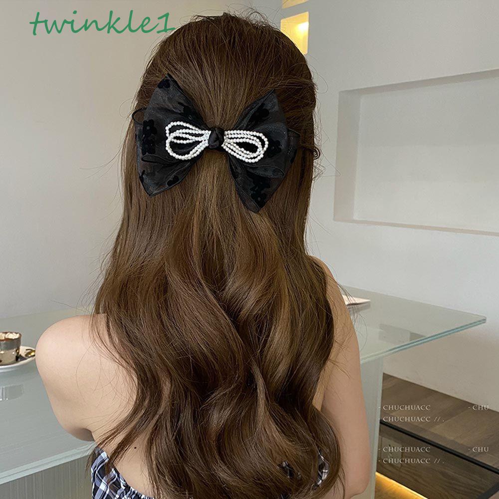 Giá Đỡ Buộc Tóc Đuôi Ngựa Bằng Vải Organza Họa Tiết Hoa Lấp Lánh Thanh Lịch Kiểu Hàn Quốc