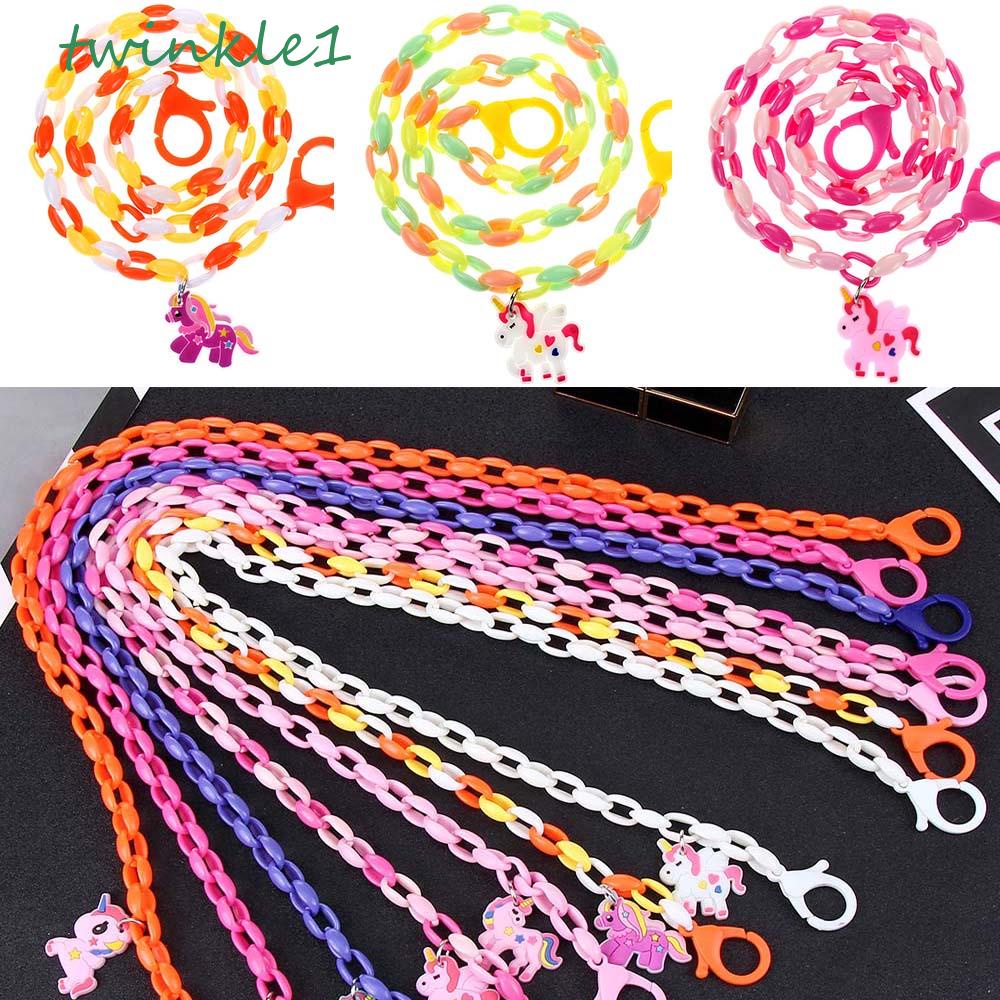 Dây Đeo Kính Chống Thất Lạc Bằng Acrylic Họa Tiết Hoạt Hình Kỳ Lân Lấp Lánh Cho Bé