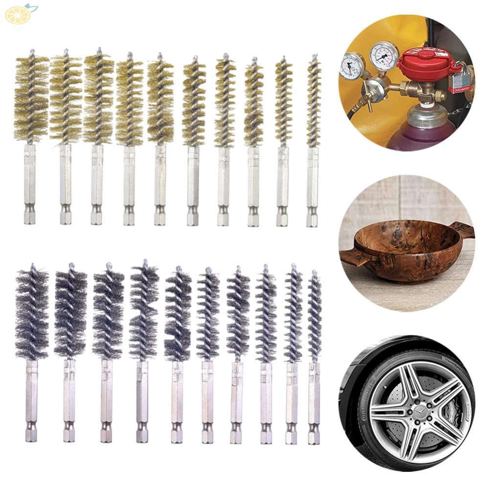 【VARSTR】Cleaning Brush Gold Hexagonal Handle Silver Stainless Steel Wire Hand Tools