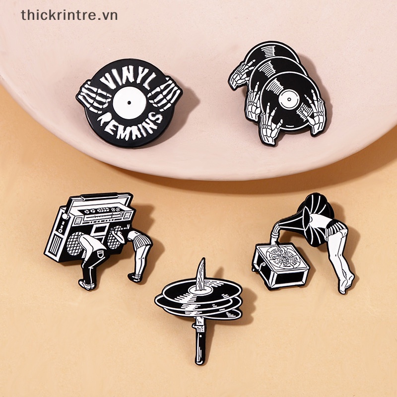 Huy Hiệu Cài Áo Hình Đĩa Than Phong Cách Gothic Punk