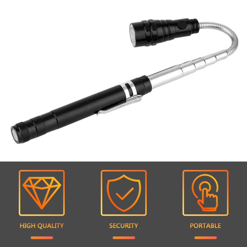 360° Flexibleized Head Hard Wearing Aluminum Case Telescopic Flexible 3 Led Flashlight Pick Up Tool Lamp Light [Q/3]