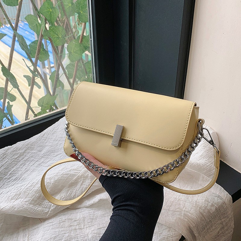 Túi Đeo Vai Hình Vuông Cỡ Nhỏ Phối Dây Đeo Sợi Xích Thời Trang Pháp Cao Cấp Cho Nữ