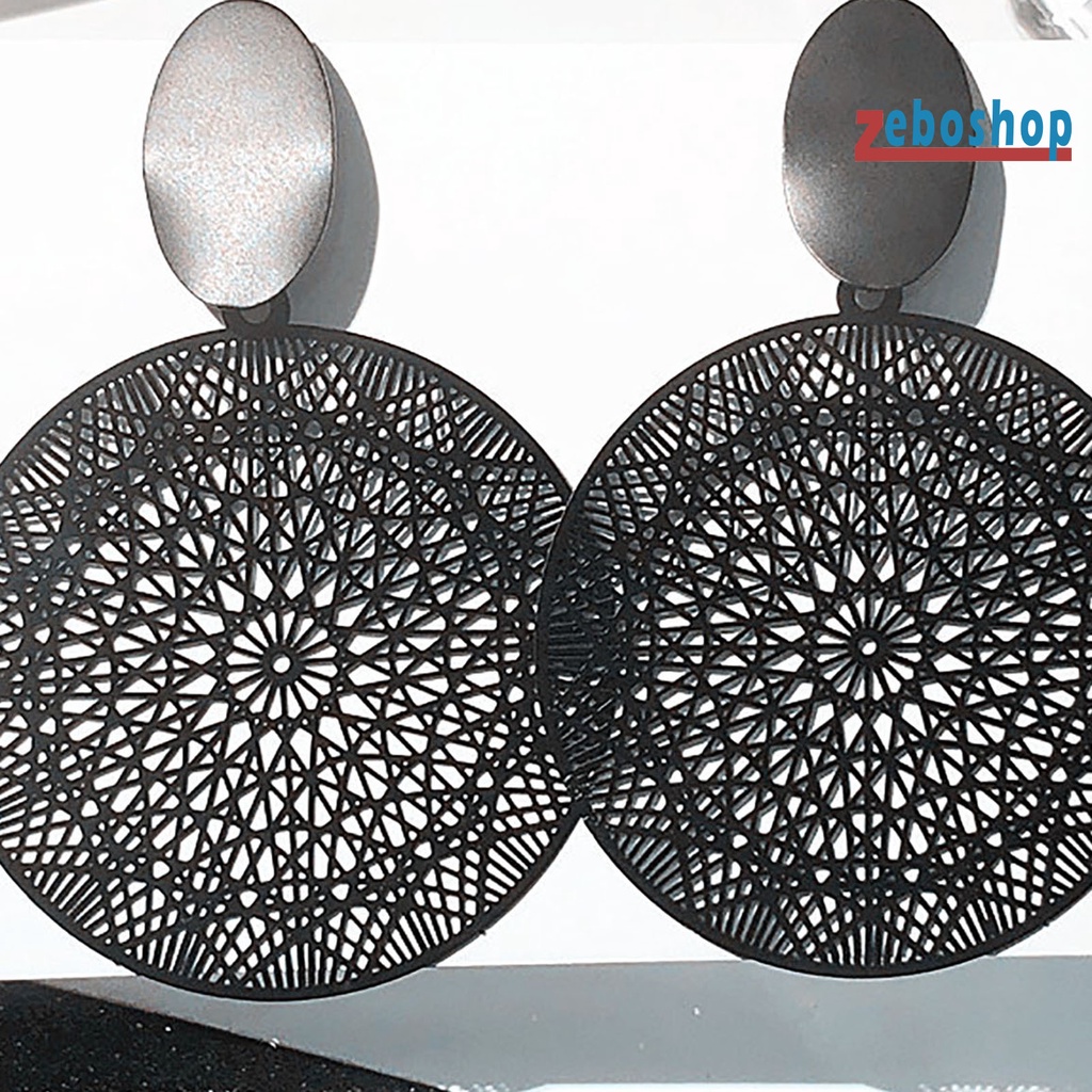 1 Đôi Khuyên Tai Hợp Kim Tròn Rỗng Họa Tiết Thời Trang Cho Nữ