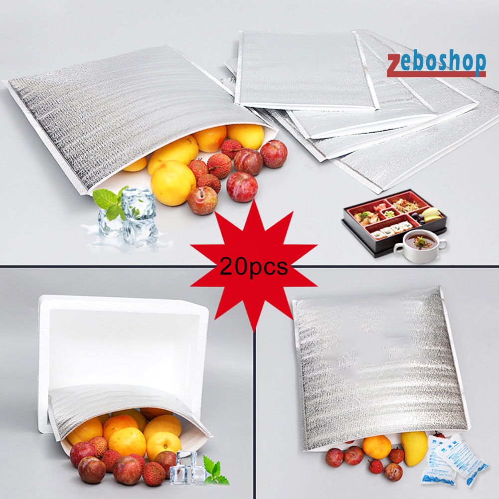 Bộ 20 Túi Đựng Thức Ăn Bằng Lá Nhôm Cách Nhiệt Dùng Một Lần Tiện Dụng