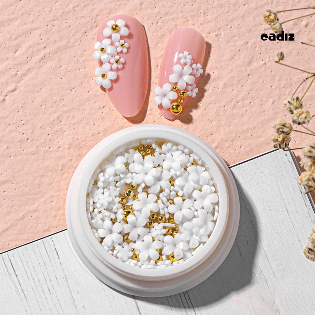 1 Hộp Nhãn Dán Móng Tay CADI 5 Bông Hoa Bằng Nhựa Resin DIY