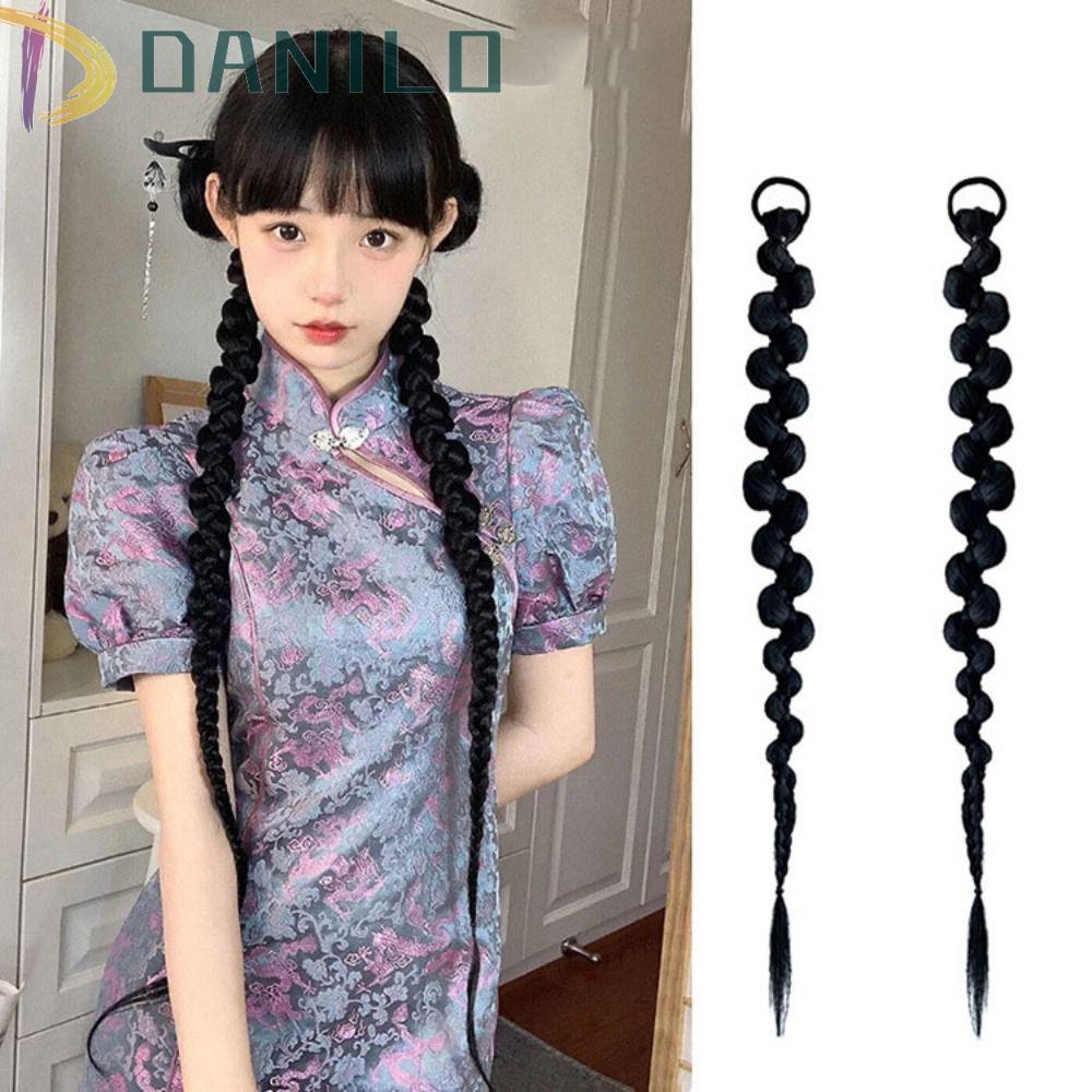 Tóc Giả Thắt Bím Bằng Sợi Tổng Hợp Chịu Nhiệt Màu Xám Thời Trang Hiệu DANILO