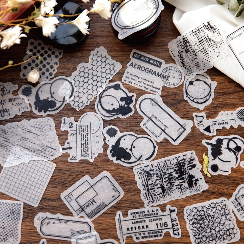 Bộ 40 Sticker Dán Trang Trí Sổ Tay Phong Cách Vintage