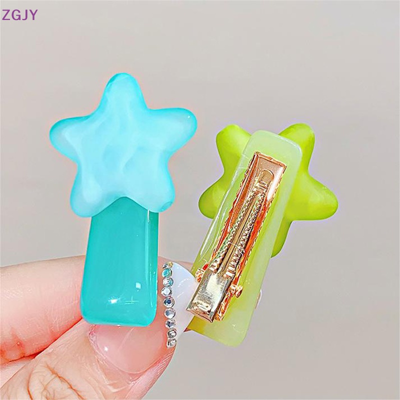 Kẹp Tóc Hình Ngôi Sao Bằng Resin Màu Sắc Ngọt Ngào Dễ Thương Thời Trang Mùa Hè Cho Bé Gái Mới