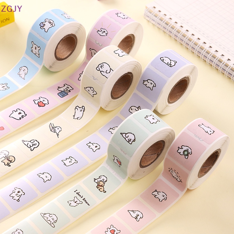 Cuộn 500 Nhãn Dán Trang Trí Hình Chú Chó Dễ Thương Mới