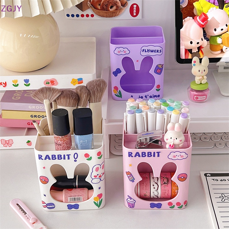 Thùng Rác Để Bàn Mini Bằng Nhựa Hình Gấu / Thỏ Dễ Thương Mới