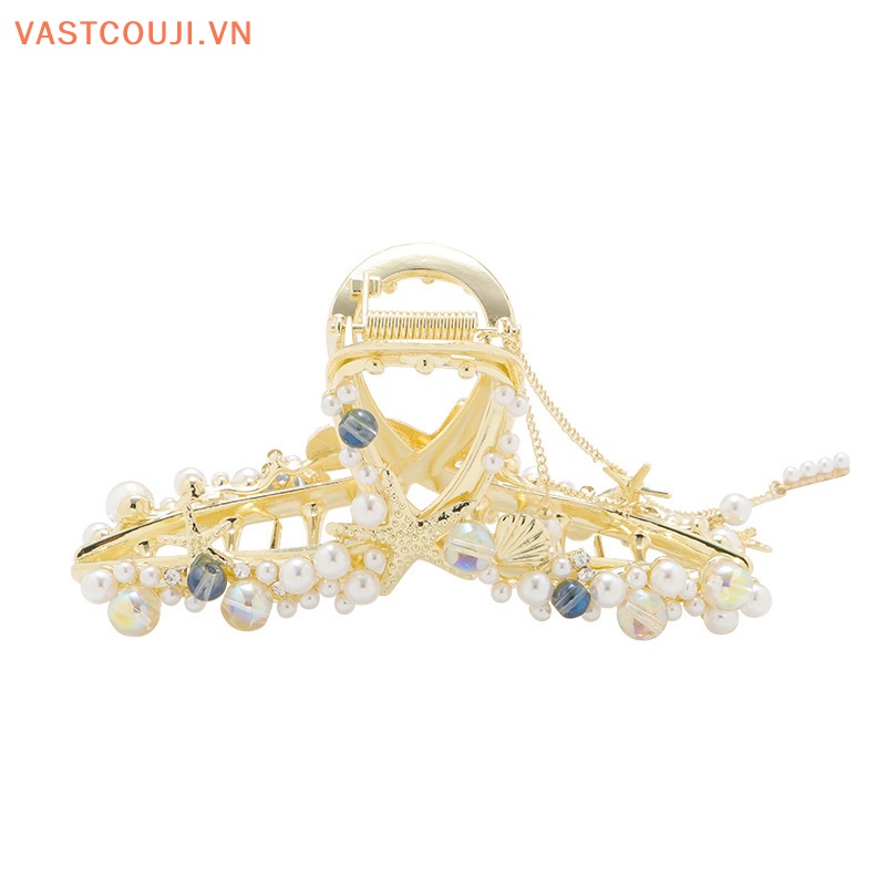 Kẹp Tóc Kim Loại Đính Đá Ngọc Trai Phong Cách Retro Cho Nữ