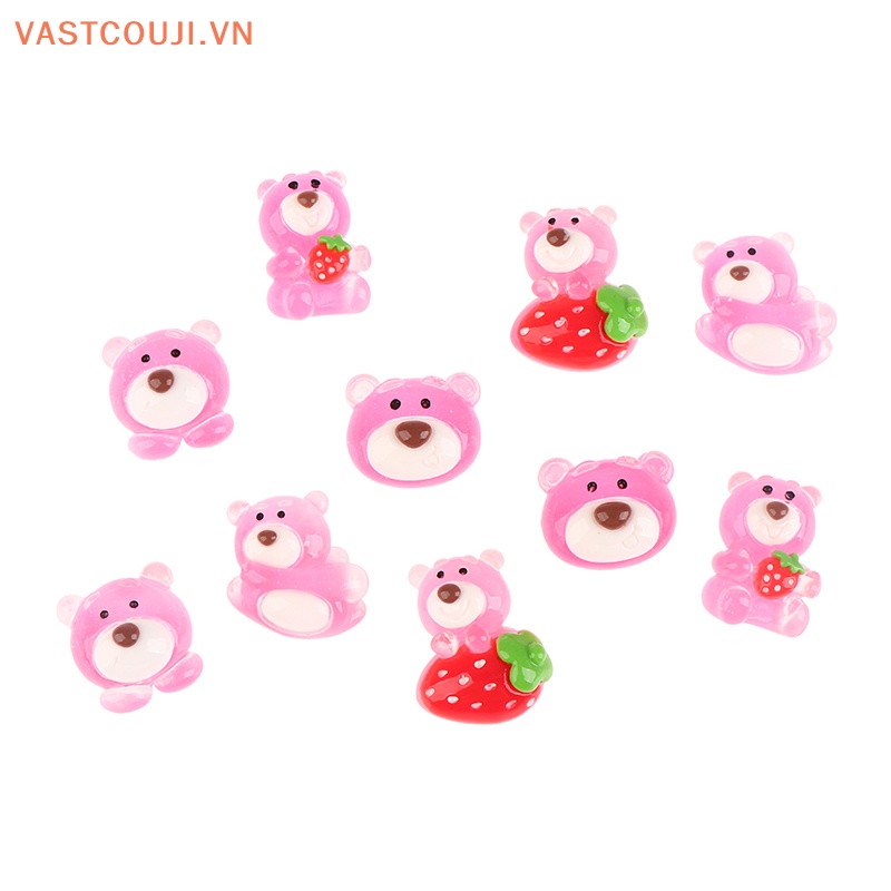 Set 5 Gấu Dâu Tây Mini Bằng Nhựa Phát Quang Trang Trí Sân Vườn