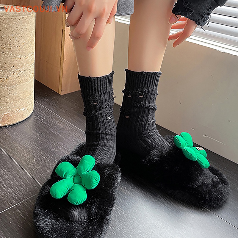 Vớ Đan Len Rách Phong Cách Harajuku Đường Phố Thời Trang Cho Nữ