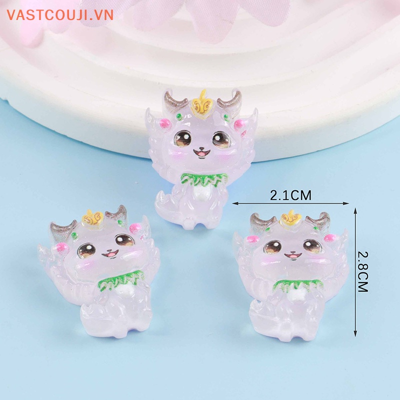 Bộ 2 Kẹp Tóc Hình Rồng Dạ Quang Mini Bằng Nhựa Resin Dễ Thương DIY