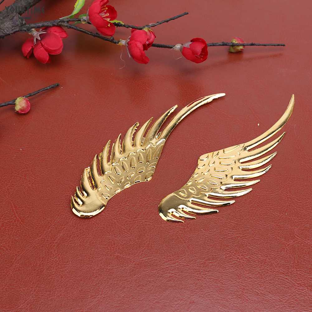 1 Cặp Miếng Dán Trang Trí Xe Hơi Họa Tiết Đôi Cánh 3D Bằng Kim Loại Cứng