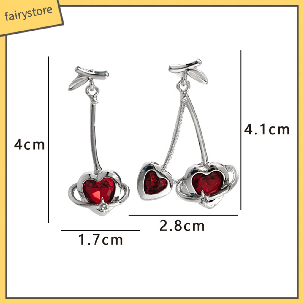 1 Đôi Bông Tai Hình Trái Tim Đính Đá Thời Trang Dành Cho Nữ