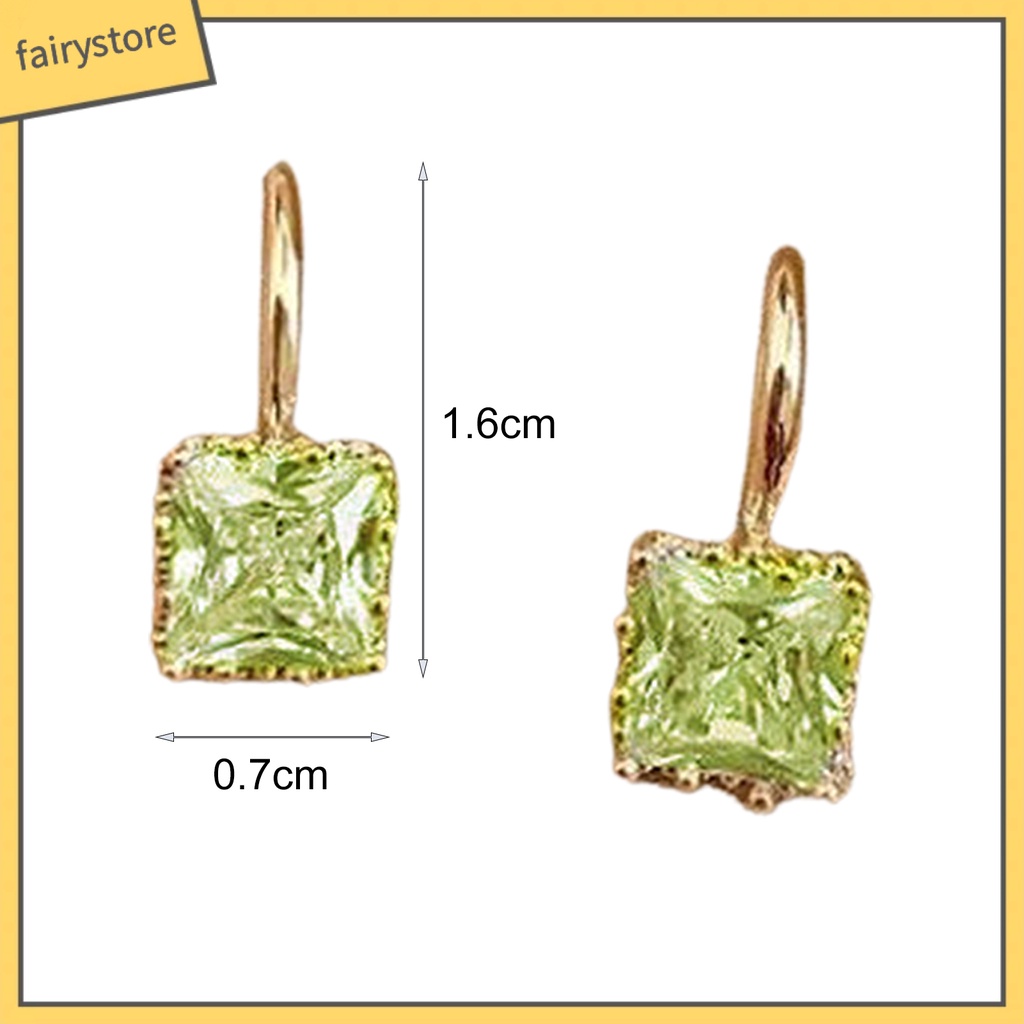 1 Đôi Bông Tai Hình Vuông Đính Đá Thời Trang Dành Cho Nữ