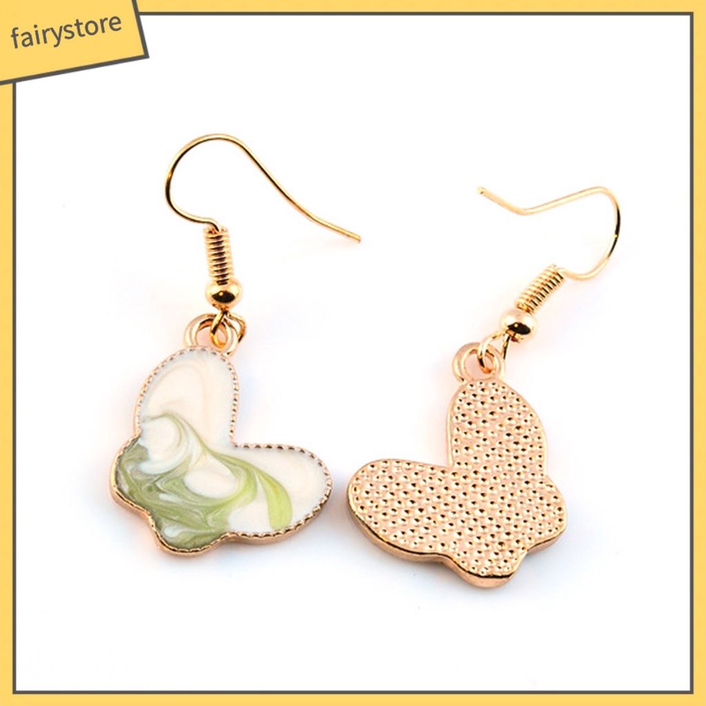 1 Đôi Bông Tai Móc Hình Bướm Sơn Dầu Dễ Thương Dành Cho Nữ