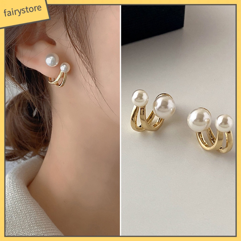 1 Đôi Bông Tai Đính Ngọc Trai Giả Cao Cấp Phong Cách Hoàng Gia Dành Cho Nữ